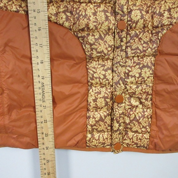 Burton Down Vest Puffer Women S Orange Floral Lightweight Zip Up Outdoor 252 - Picture 10 of 12